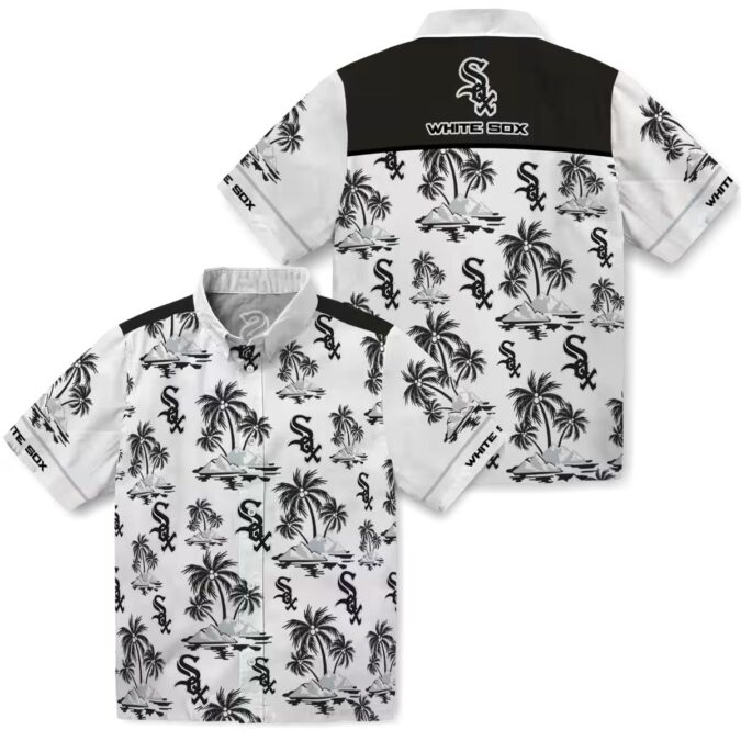 Palm Island Print Chicago White Sox Tropical Hawaiian Shirt - Black White MLB Fan Shirt