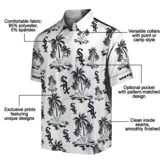 Palm Island Print Chicago White Sox Tropical Hawaiian Shirt - Black White MLB Fan Shirt