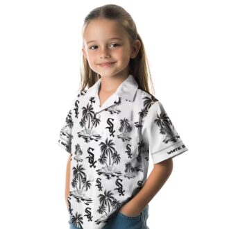 Palm Island Print Chicago White Sox Tropical Hawaiian Shirt - Black White MLB Fan Shirt