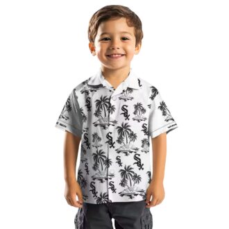 Palm Island Print Chicago White Sox Tropical Hawaiian Shirt - Black White MLB Fan Shirt