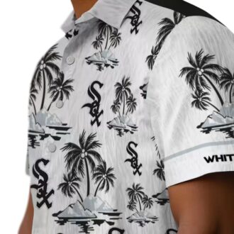 Palm Island Print Chicago White Sox Tropical Hawaiian Shirt - Black White MLB Fan Shirt