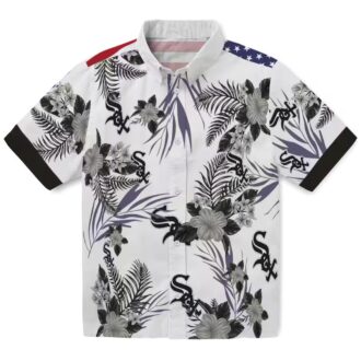 Patriotic Chicago White Sox Hawaiian Shirt - MLB Aloha Shirt with Hibiscus Floral, Black White Style