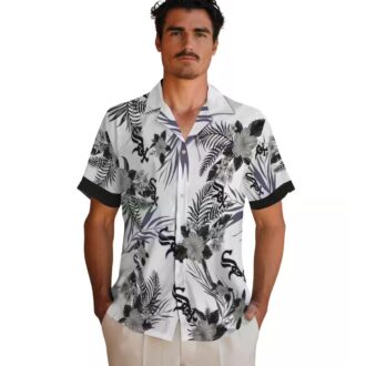 Patriotic Chicago White Sox Hawaiian Shirt - MLB Aloha Shirt with Hibiscus Floral, Black White Style