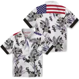 Patriotic Chicago White Sox Hawaiian Shirt - MLB Aloha Shirt with Hibiscus Floral, Black White Style