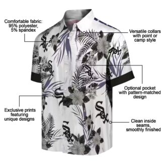 Patriotic Chicago White Sox Hawaiian Shirt - MLB Aloha Shirt with Hibiscus Floral, Black White Style