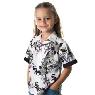 Patriotic Chicago White Sox Hawaiian Shirt - MLB Aloha Shirt with Hibiscus Floral, Black White Style