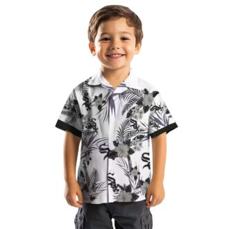 Patriotic Chicago White Sox Hawaiian Shirt - MLB Aloha Shirt with Hibiscus Floral, Black White Style
