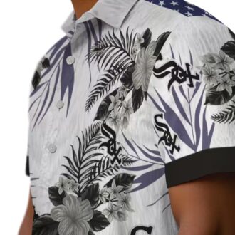 Patriotic Chicago White Sox Hawaiian Shirt - MLB Aloha Shirt with Hibiscus Floral, Black White Style