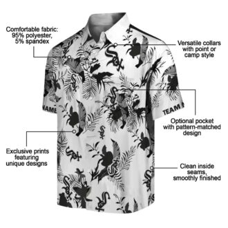 Personalized Chicago White Sox Hawaiian Shirt - Black & White Botanical Tropical MLB Shirt