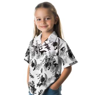 Personalized Chicago White Sox Hawaiian Shirt - Black & White Botanical Tropical MLB Shirt