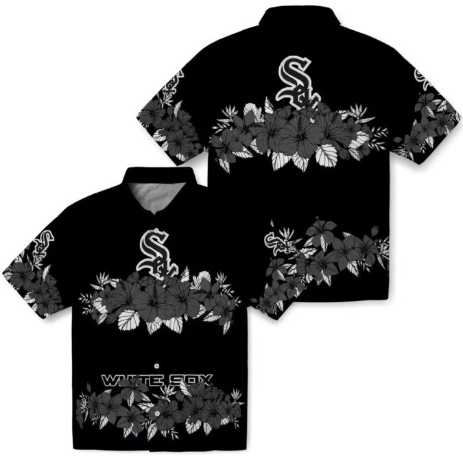 Stylish Chicago White Sox Hibiscus Stripe Black MLB Hawaiian Shirt