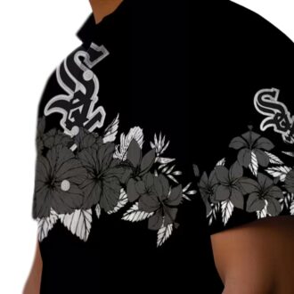 Stylish Chicago White Sox Hibiscus Stripe Black MLB Hawaiian Shirt