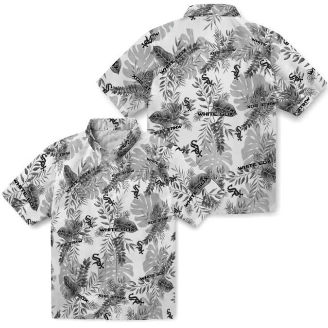Stylish Chicago White Sox Tropical Leaves Hawaiian Shirt - Black & White MLB Fan Gear
