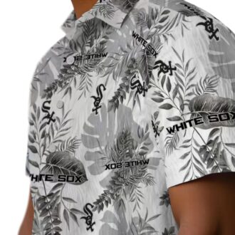 Stylish Chicago White Sox Tropical Leaves Hawaiian Shirt - Black & White MLB Fan Gear