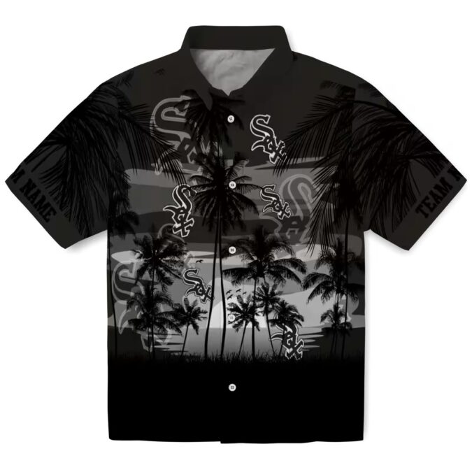 Sunset Scene Black Chicago White Sox Summer Shirt - MLB Button Up Hawaiian Styled