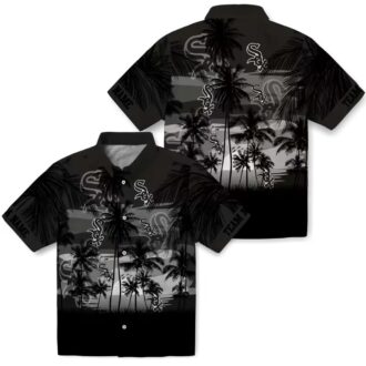 Sunset Scene Black Chicago White Sox Summer Shirt - MLB Button Up Hawaiian Styled