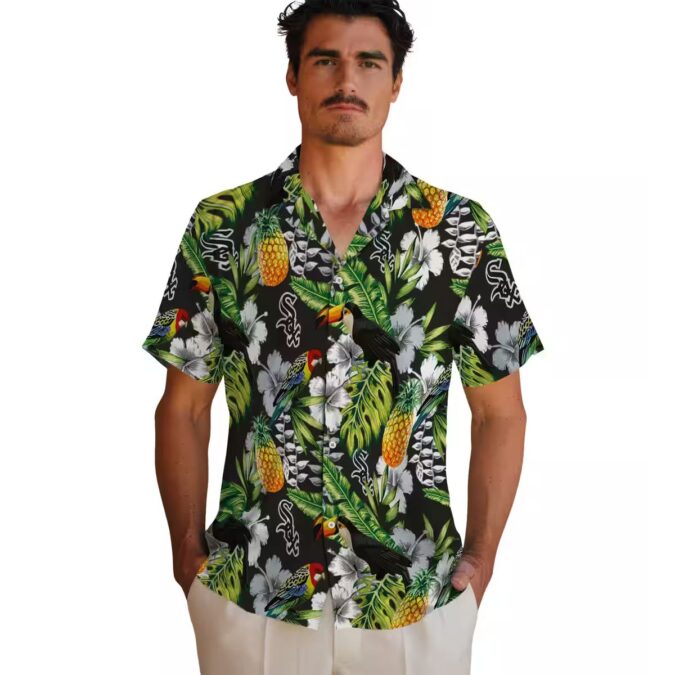 Tropical Black Green Chicago White Sox Hawaiian Shirt - Custom MLB Summer Shirt with Toucan Print