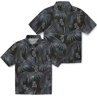 Tropical Chicago White Sox Hawaiian Shirt in Black with Leafy Palms Print