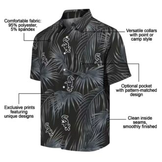 Tropical Chicago White Sox Hawaiian Shirt in Black with Leafy Palms Print