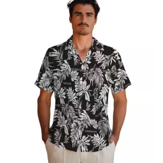 Tropical Leaf Hawaiian Shirt with Chicago White Sox Logo - Black White MLB Beach Shirt