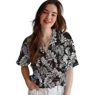 Tropical Leaf Hawaiian Shirt with Chicago White Sox Logo - Black White MLB Beach Shirt