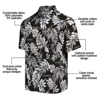 Tropical Leaf Hawaiian Shirt with Chicago White Sox Logo - Black White MLB Beach Shirt