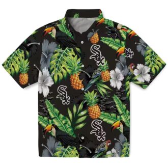 Women's Chicago White Sox Tropical Hawaiian Shirt with Hibiscus, Pineapple & Toucan Print