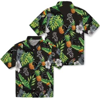 Women's Chicago White Sox Tropical Hawaiian Shirt with Hibiscus, Pineapple & Toucan Print