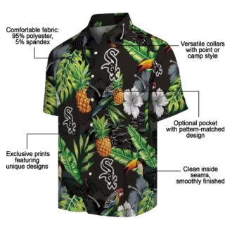 Women's Chicago White Sox Tropical Hawaiian Shirt with Hibiscus, Pineapple & Toucan Print