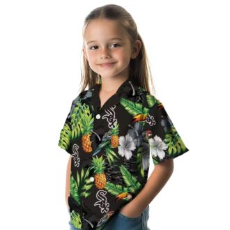 Women's Chicago White Sox Tropical Hawaiian Shirt with Hibiscus, Pineapple & Toucan Print