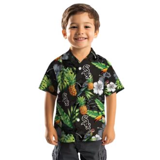 Women's Chicago White Sox Tropical Hawaiian Shirt with Hibiscus, Pineapple & Toucan Print