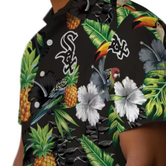 Women's Chicago White Sox Tropical Hawaiian Shirt with Hibiscus, Pineapple & Toucan Print