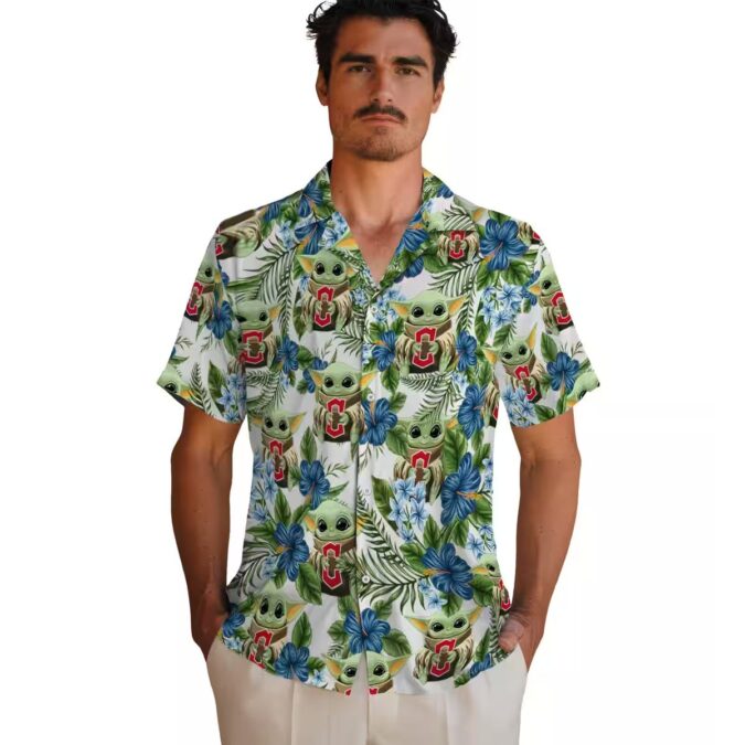 Best Cleveland Guardians Hawaiian Shirt - Tropical Floral Green MLB Team Shirt