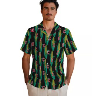 Cleveland Guardians Corn Print Hawaiian Shirt - Green Black MLB Vacation Shirt for Men
