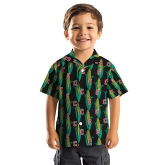 Cleveland Guardians Corn Print Hawaiian Shirt - Green Black MLB Vacation Shirt for Men