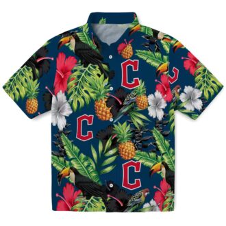 Cleveland Guardians Fan Tropical Hawaiian Shirt - Lightweight MLB Hibiscus Pineapple Navy Shirt