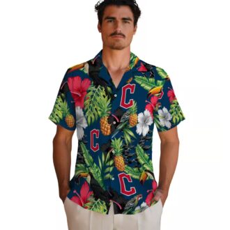 Cleveland Guardians Fan Tropical Hawaiian Shirt - Lightweight MLB Hibiscus Pineapple Navy Shirt