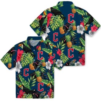 Cleveland Guardians Fan Tropical Hawaiian Shirt - Lightweight MLB Hibiscus Pineapple Navy Shirt