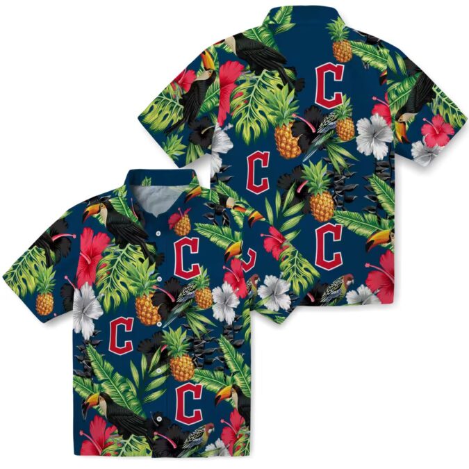 Cleveland Guardians Fan Tropical Hawaiian Shirt - Lightweight MLB Hibiscus Pineapple Navy Shirt