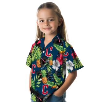 Cleveland Guardians Fan Tropical Hawaiian Shirt - Lightweight MLB Hibiscus Pineapple Navy Shirt