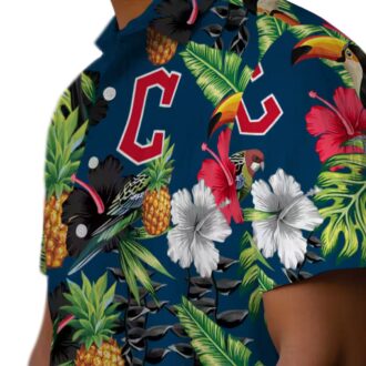 Cleveland Guardians Fan Tropical Hawaiian Shirt - Lightweight MLB Hibiscus Pineapple Navy Shirt