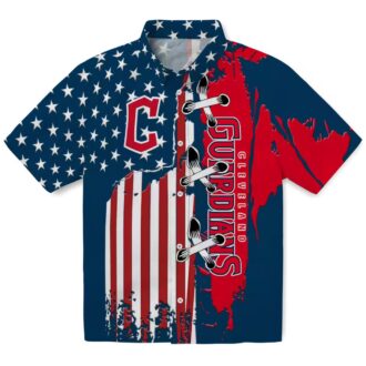 Cleveland Guardians Flag Hawaiian Shirt for Men - Navy Blue Tropical Baseball Gift