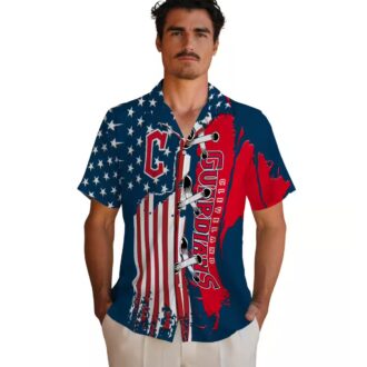 Cleveland Guardians Flag Hawaiian Shirt for Men - Navy Blue Tropical Baseball Gift