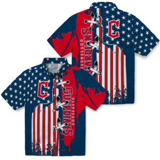 Cleveland Guardians Flag Hawaiian Shirt for Men - Navy Blue Tropical Baseball Gift