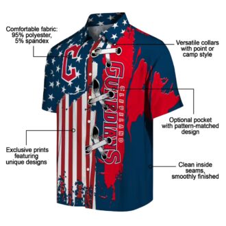 Cleveland Guardians Flag Hawaiian Shirt for Men - Navy Blue Tropical Baseball Gift
