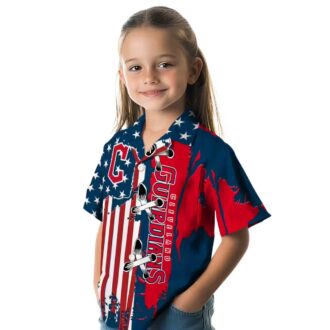 Cleveland Guardians Flag Hawaiian Shirt for Men - Navy Blue Tropical Baseball Gift