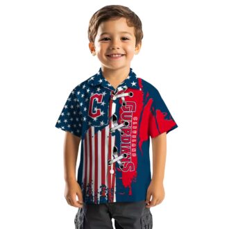 Cleveland Guardians Flag Hawaiian Shirt for Men - Navy Blue Tropical Baseball Gift