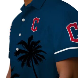 Cleveland Guardians Hawaiian Shirt - Beach Sunset Navy Blue Tropical MLB Fan Apparel