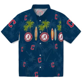 Cleveland Guardians Hawaiian Shirt Surfboard Palm Navy Blue - MLB Summer Fan Gear