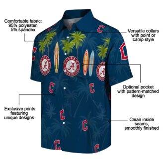 Cleveland Guardians Hawaiian Shirt Surfboard Palm Navy Blue - MLB Summer Fan Gear